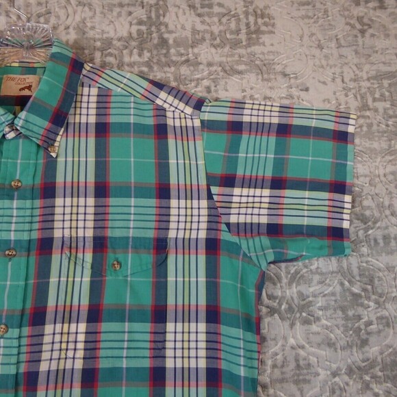 Vintage Fox Collection Shirt Mens Extra Large Plaid Short Sleeve Single Needle - Picture 5 of 14